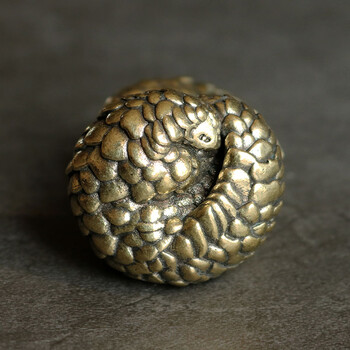 69实心黄铜办公桌面穿山甲小摆件古铜茶宠饰品工艺品礼品手把玩件米