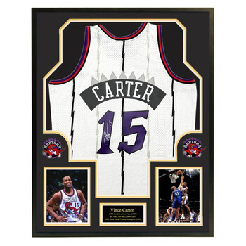 不易流行扣篮王 文斯卡特签名球衣 猛龙15号卡特 装裱 带证书 珍藏