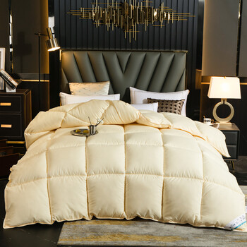 波司登被子被95冬被810斤加厚保暖鸭绒被芯春秋被富贵米黄220x240cm10