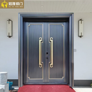 如雅铜门别墅大门新中式高端小区入户门现代简约轻奢进户门家用防盗门