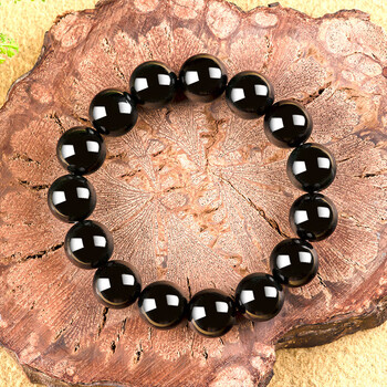 手串男士手链大气玉器 墨玉 14mm手串(15颗珠,附证书)m【图片 价格