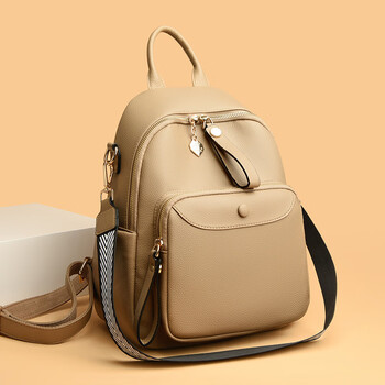 酷奇袋鼠真皮双肩包女2023新款潮韩版百搭时尚女士背包大容量旅行牛皮