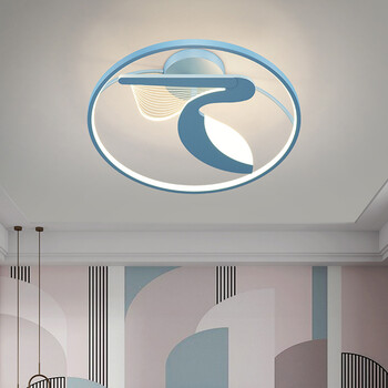 儿童灯卧室灯男孩女孩创意可爱小动物图案卡通房间吸顶灯网红灯具鹤