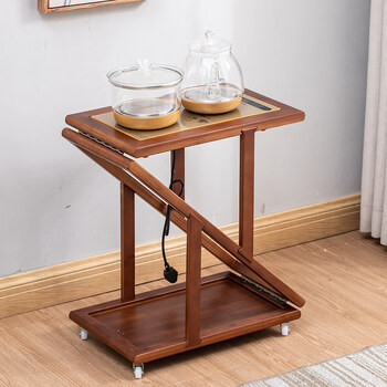 移动折叠式茶水架实木茶台茶水柜家用沙发边几麻将小茶几泡茶桌子折叠