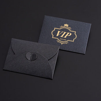 卡名片封套送礼卡片礼券袋珠光纸加厚空白现货 vip蝴蝶扣黑色/50个