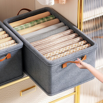 宜家 (e-hom) 方旗艦店衣服收纳盒家用阳离子面料衣服裤子整理 灰色