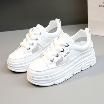 marmqerjiy新款百搭厚底小白鞋凉鞋女2024夏季内增高透气休闲鞋时尚