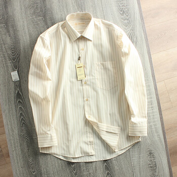 罗蒙衬衫男免烫衬衣休闲商务正装白盒装竖条纹长袖士秋季打底寸男宽松