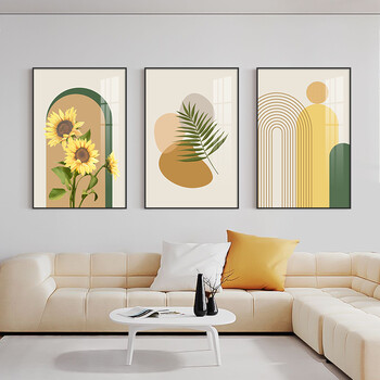 莫兰迪客厅装饰画治愈系花卉沙发背景墙挂画现代简约墙面装饰壁画