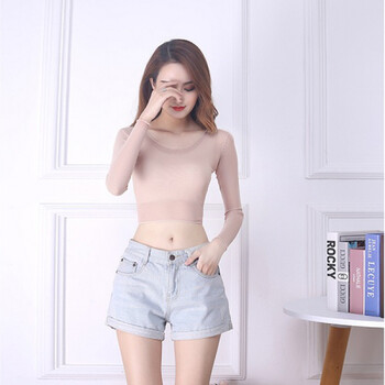 衫女上衣百搭夏短袖修身低领小衫薄黑色大码t恤 黑色透明网纱上衣长