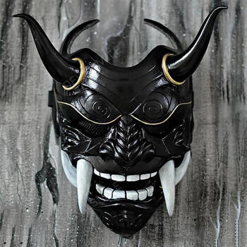 般若面具红恶魔鬼脸獠牙吓人僵尸怪兽恐怖万圣节sn9416乳胶黑色般若m1