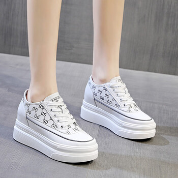特大码小白鞋女夏季透气百搭增高韩版厚底松糕白鞋学生鞋白色34