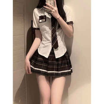 抒漾jk制服衬衫短裙子两件套装女夏季盐系穿搭小个子网红感学院风衬衫