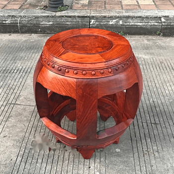 临宝得乐实木中式圆凳大果紫檀红木客厅素面鼓凳缅甸花梨木古筝凳仿古