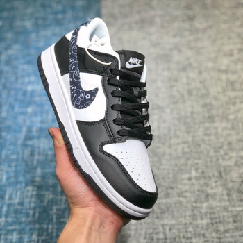 dunklowblackpaisley皮革黑白腰果花休闲运动滑板鞋dh4401100黑白腰果