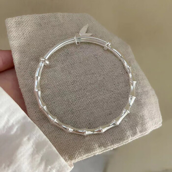 新款珠宝节节高升女银饰女友实心银镯子推拉式礼 节节高升竹节银手镯