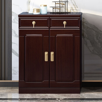 杜沃  新中式鞋柜实木进门口玄关柜客厅大容量储物两门鞋柜#922