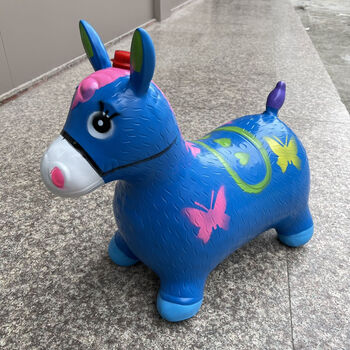 特价处理比乐btoys充气动物蜜蜂坐骑弹跳河马儿童跳跳马蹦蓝色带音乐