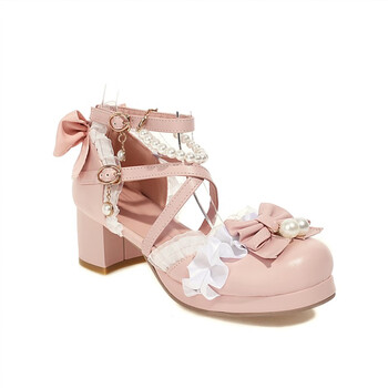 木清清洛丽塔高跟鞋女童萝莉鞋凉鞋公主鞋子儿童学生夏季ita子新 粉色