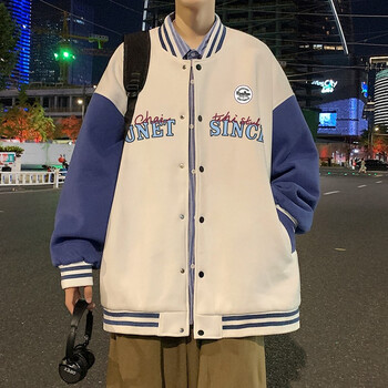 夹克秋季百搭外套ins风原宿港风棒球服 白色男靓仔个性帅气非主流外衣