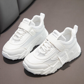 耐克森女童鞋春秋新款儿童运动鞋女童网面透气跑步鞋女孩轻便时尚白26