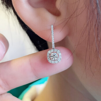 兢一18k金结婚钻石耳钉钻石耳环钻石耳坠女真钻裸钻钻戒指定制18k金