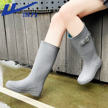 回力回力雨鞋女士高筒雨靴时尚户外防水耐磨胶鞋水鞋水靴73-1灰色39