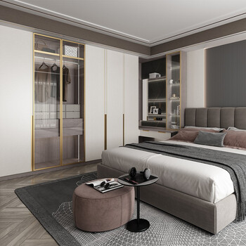 欧铂丽定制衣柜现代简约卧室家具衣帽间整装全屋定制客厅玄关柜一柜到