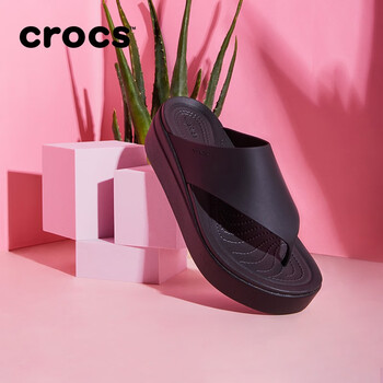 crocs卡骆驰布鲁克林低跟户外运动轻便耐磨人字拖208727 黑色-001 38