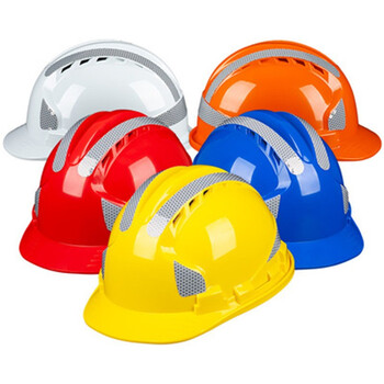 明盾夜间高速作业3m反光贴三筋工地安全帽 桔色