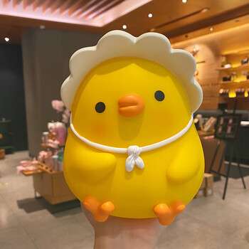 可爱网红防摔创意储钱罐大容量儿童 元气鸭黄色带帽款可存可取700多