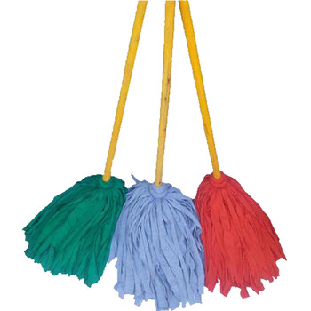 传统木柄圆头布条拖把