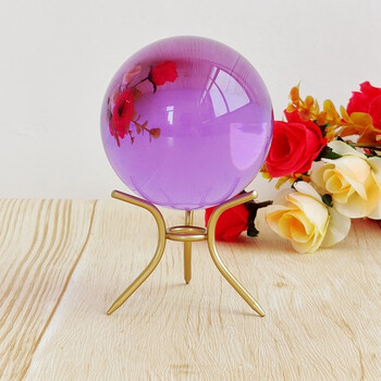 摆件 透明圆球摄影玻璃拍照红绿紫黑蓝办公桌酒柜客厅 8厘米紫色球
