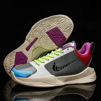 5代白黑李小龙 zoom  5黑黄低帮气垫缓震耐磨实战篮球鞋 990塔克_会响