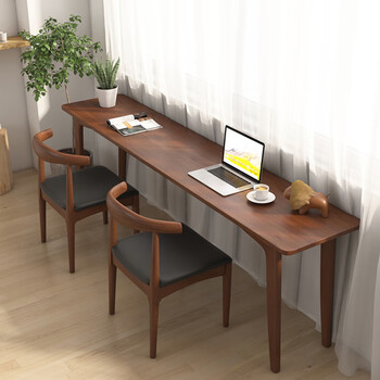 靠墙实木书桌 北欧窗边桌靠墙桌窄书桌长条桌子卧室靠窗书桌设计办公