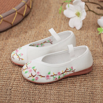 菲痒中国风汉服鞋子春秋女童女宝宝儿童布鞋老北京古风古装手工绣花鞋