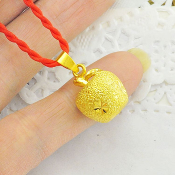 越南沙金镀金红绳苹果项链女高仿时尚饰品送女友婚庆礼物带链子 精品