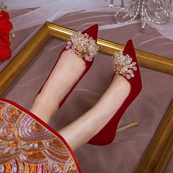 九寸阳光婚鞋新娘鞋红色细高跟女2024新款不累脚敬酒中式秀禾服结婚鞋