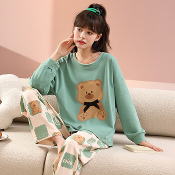 缘定睡衣女学生春秋长袖长裤初高中生女孩休闲宽松少女可爱卡通家居服