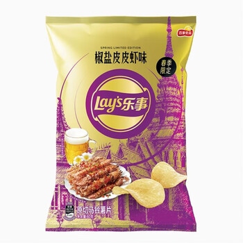乐事(lays)薯片春季限定膨化办公室零食小吃 皮皮虾60g*6袋