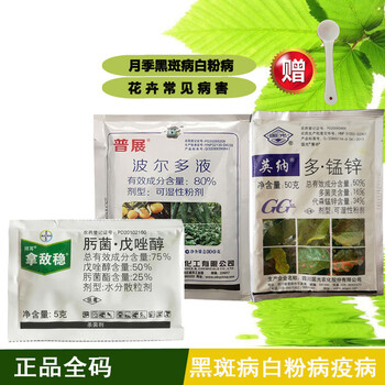 杀菌月季黑斑病多肉白粉拜耳拿敌稳戊唑醇波尔多液国光多菌灵105g