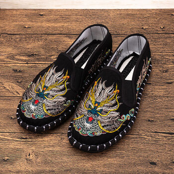 hkyi刺绣花老北京布鞋男款秋季2022新款潮工作鞋帆布