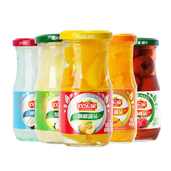 欢乐家黄桃罐头256g组合装雪梨山楂椰果橘子罐头水果整箱 黄桃2瓶