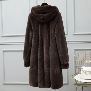 水貂皮大衣女士整貂皮草外套中长款貂毛2019冬季新款带连帽裘皮毛清仓