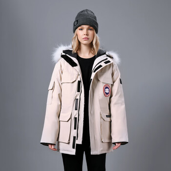 羽绒服女官方旗舰08远征外套中长款派克大衣男石墨灰黑标充绒量300g