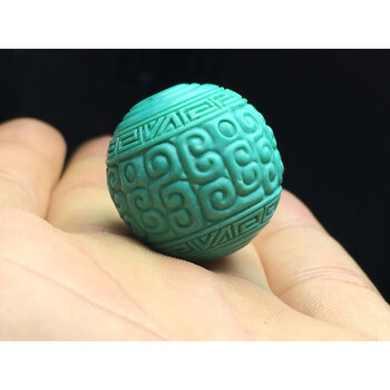 高瓷高蓝绿松石回纹珠散珠圆珠苏工雕刻圆珠苹果珠腰珠高磁18mm回纹珠