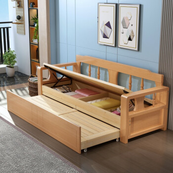 馨怡福沙发床两用可折叠双人客厅多功能实木沙发床储物小户型抽拉伸缩