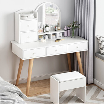 泰士特北欧梳妆台简约现代卧室家用化妆台小户型多功能带妆镜收纳储物