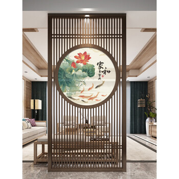 屏风隔断柜客厅入户玄关卧室遮挡门家用雕花格栅栏屏障尺寸款式木材