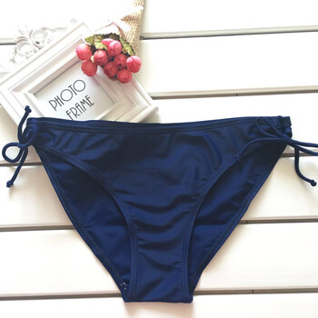 单独比基尼泳裤女三角裤绑带可调节游泳衣裤性感bikini三角女泳裤 藏